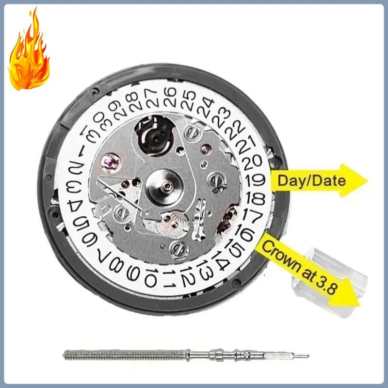 NH35 Premium Mechanical Movement NH35A White At 3/3.8/6 Date wheel 24 Jewels Automatic Self-winding High Accuracy Movt Replace