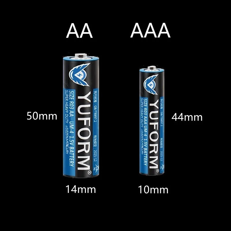 AAA 1.5V Carbon-Zinc Battery for Remote Control Toy LED Light Wireless Mouse, Long-lasting LR03 Dry Cell Disposable Battery