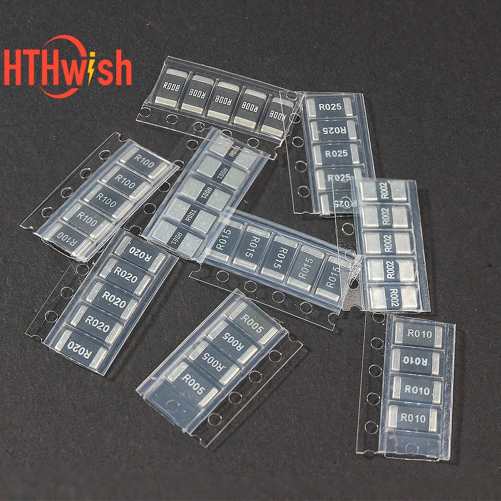 50PCS/lot  2512 SMD Resistor set 1% Alloy Resistance Assorted Kit R002 R005 R008 R010 R015 R020 R025 R050 R100