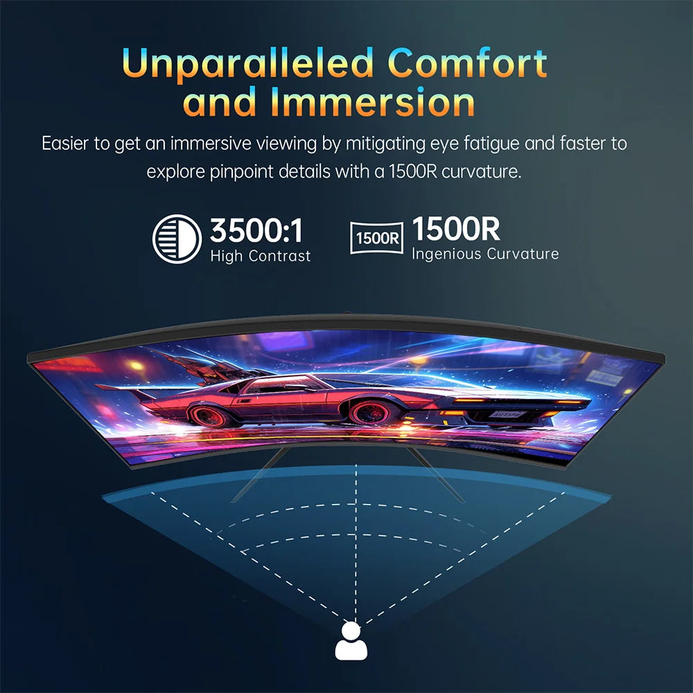 Ktc H32S17 32 Inch 1500R Curved Gaming Monitor 2560X1440 Qhd 180Hz 16:9 Eled 99% Srgb Hdr10 1Ms Mprt Response Time Low-Blue Compatible with Freesync and G-Sync USB Hdmi2.0 2Xdp1.4 Audio Out Flexible Adjustment with Sturdy Tri