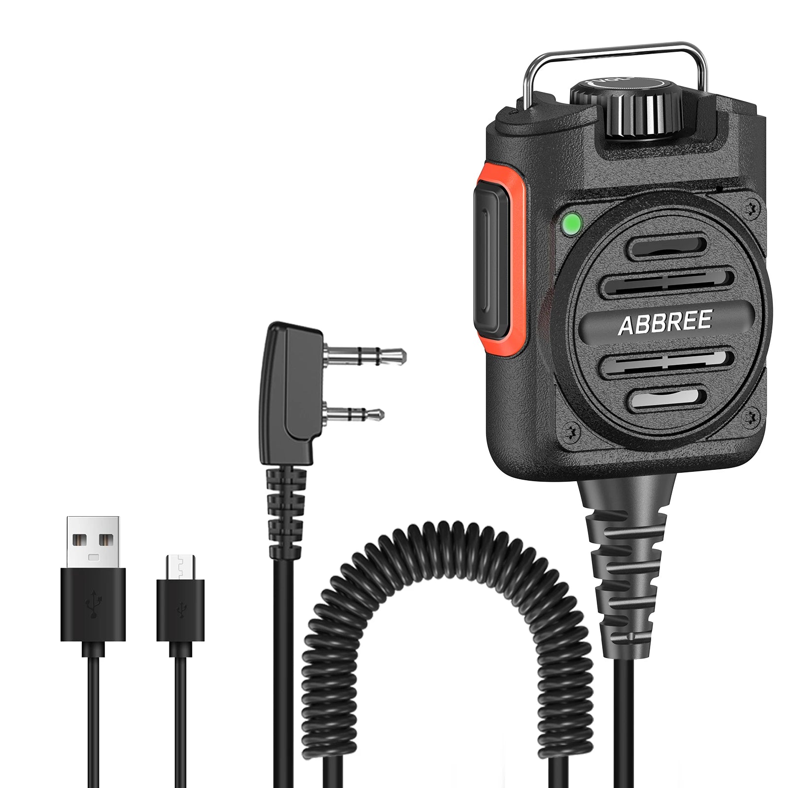 ABBREE AR-158 Rechargeable Walkie Talkie Speaker Microphone Volume Adjust Type-C Charging for Baofeng UV 5R MINI UV 21 PRO Radio