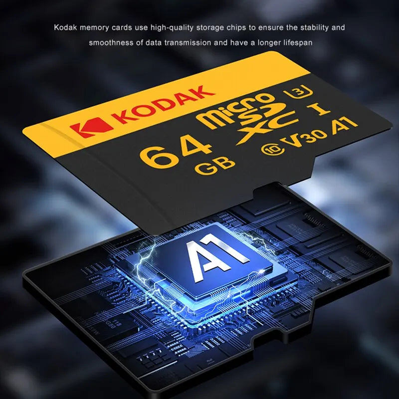 KODAK Micro SD Card Memory Card UP TO 100MB/s C10 U3 32GB 64GB 128GB 256GB TF Card 4K HD For USB Card Reader Adapter Microsd