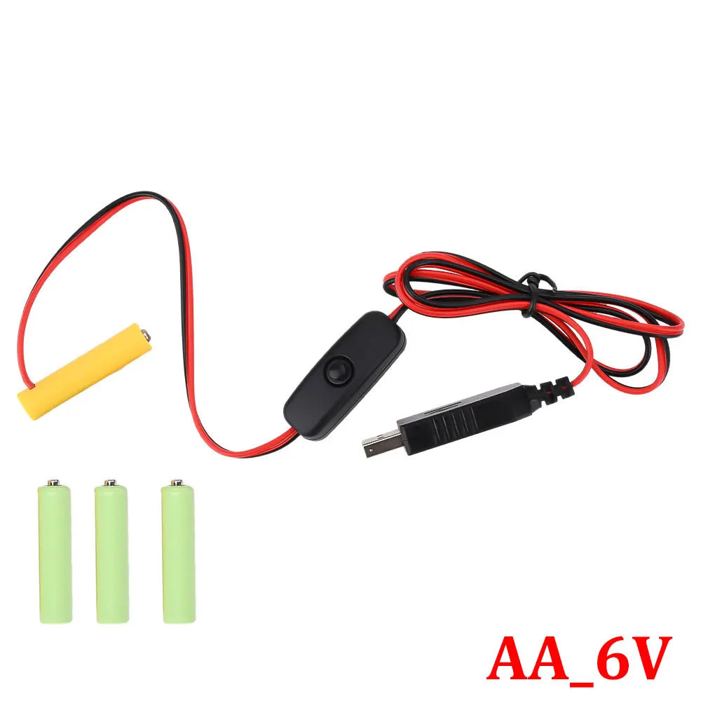 Universal 3/4.5/6V AA AAA Battery USB Power Supply Replaced AA/AAA Battery Replacement Cable for Clock Toy Light LED With Switch