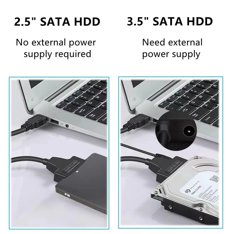 SATA to USB3.0 Cable SATA III Hard Drive Adapter Converter for 2.5" 3.5" SSD HDD Hard Drive Disk with 12V/2A Power Adapterer