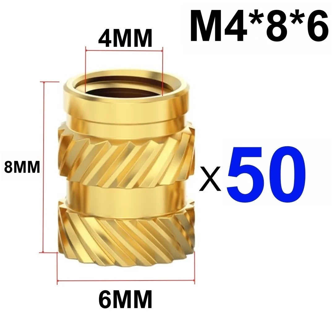 50/100 Pcs Heat Insert Embedment Nut M3 M4 M5 Threaded Knurled Brass Screw Nuts For 3D Printer Voron 2.4 And Others