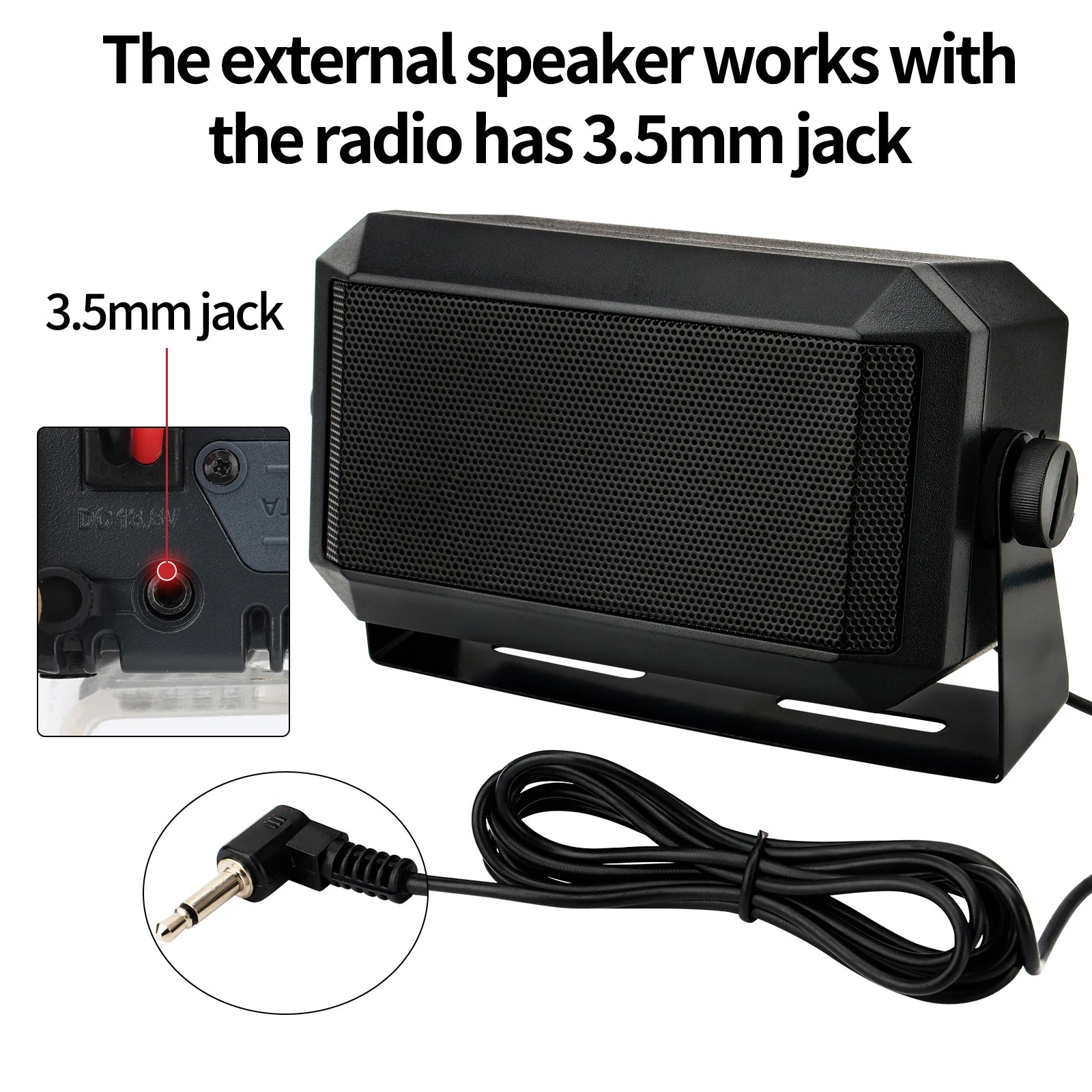 ABBREE Rectangular External Communications Speaker External Scanners for All 3.5mm Audio Plug CB Radios and Mobile Radio