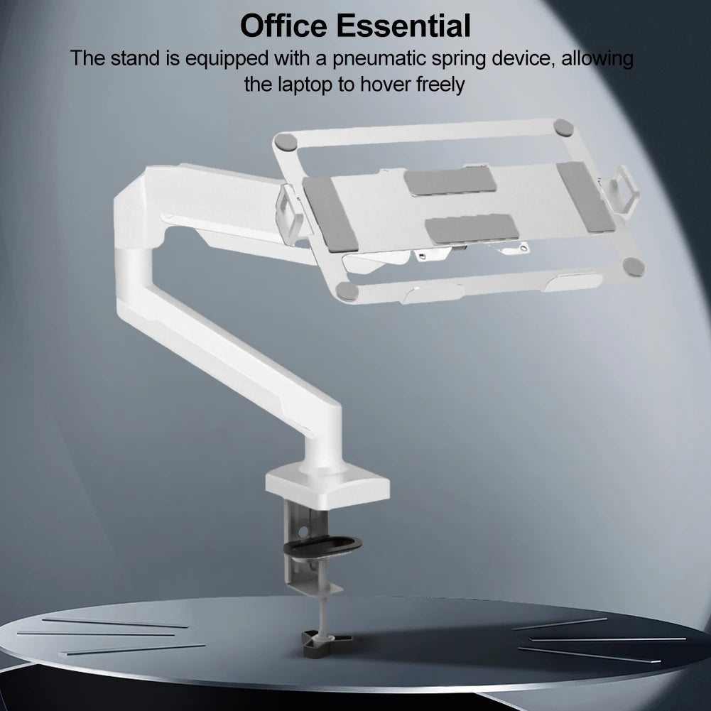 Aluminum Desktop Mount Fully Adjustable Laptop Desk Mount 2-9kg Gas Spring Arm Up To 17.3 Inch Laptop Tray Desktop Stand Clamp