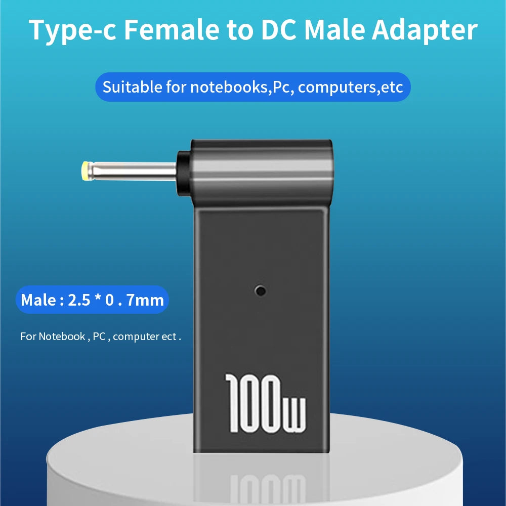 PD 100W Laptop Power Charger Converter Female Type-C To DC Male Jack Plug Supply Adapter Connector 5A For Notebook Computer PC