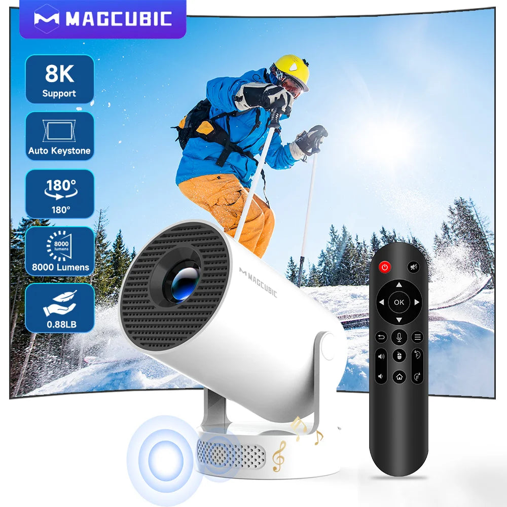 Magcubic 8K Projector HY300Pro+ Voice Control Projector Android 14 Beam 8000 Lumens Wifi6 BT5.4 Outdoor 8K Projector Portable Add Airmouse