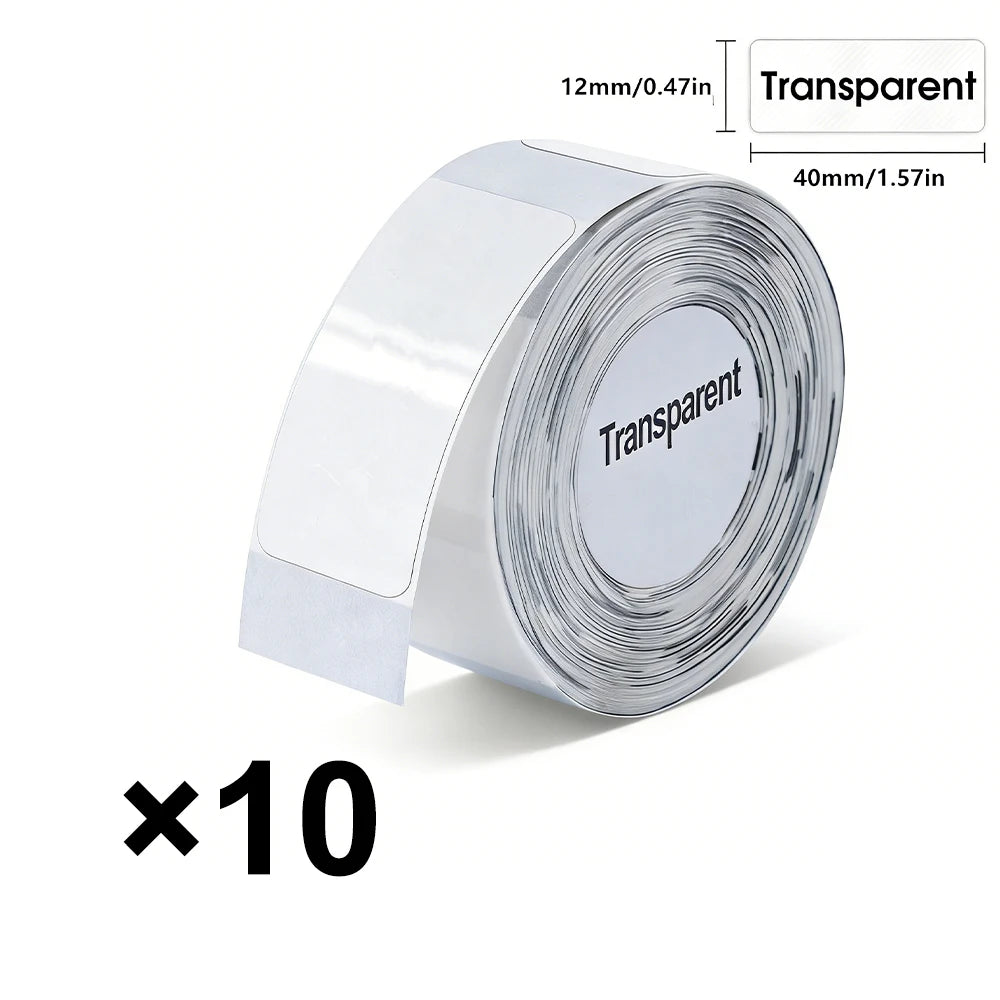 Marklife Transparent Thermal Label Tape for Bluetooth Label Printer 12*40mm Selfadhesive Wateroof for Home/Storage/Office/School