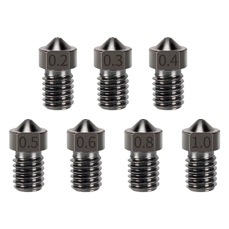 V6 Nozzle Hardened Steel 0.2/0.4/0.6/0.8/1mm 1.75mm Filament M6 3D Printer Nozzle For Ender 3 Hotend Titan Extruder Prusa I3 MK3