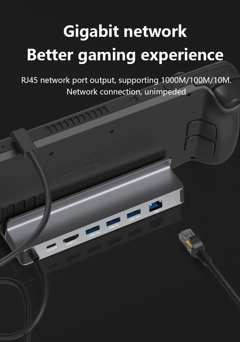 Blueendless USB C Docking Station for Steam Deck & ROG Game Docking 4K@60Hz DP HDMI-compatible Gigabit Ethernet Type C Hub