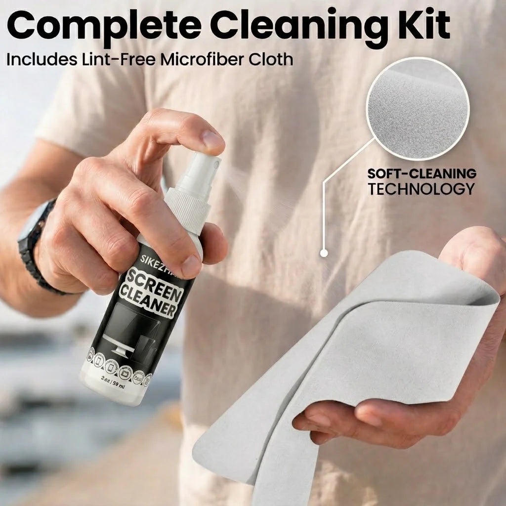 SIKEZHAN Screen Cleaner Spray 59ml with Cloth for Phone Laptop Monitor TV Glasses Tablet Dust Fingerprint Mist Cleaning Kit