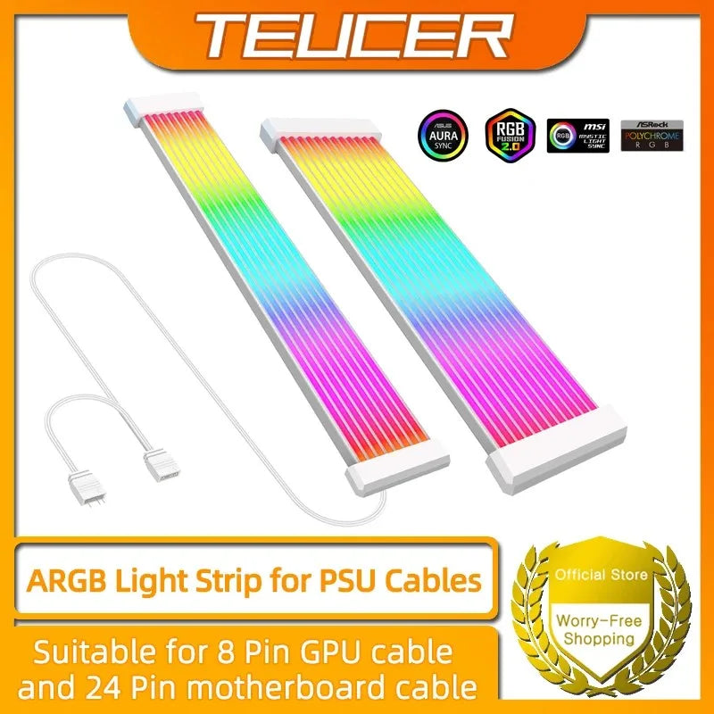 Suitable for Power Cables, Pc Rgb Light Strip, Pc Rgb Gpu 5V 3Pin Argb Synchronized Pc Extension Cable, Compatible with 6-Pin, 8-Pin, 12-Pin, 16-Pin, 24-Pin
