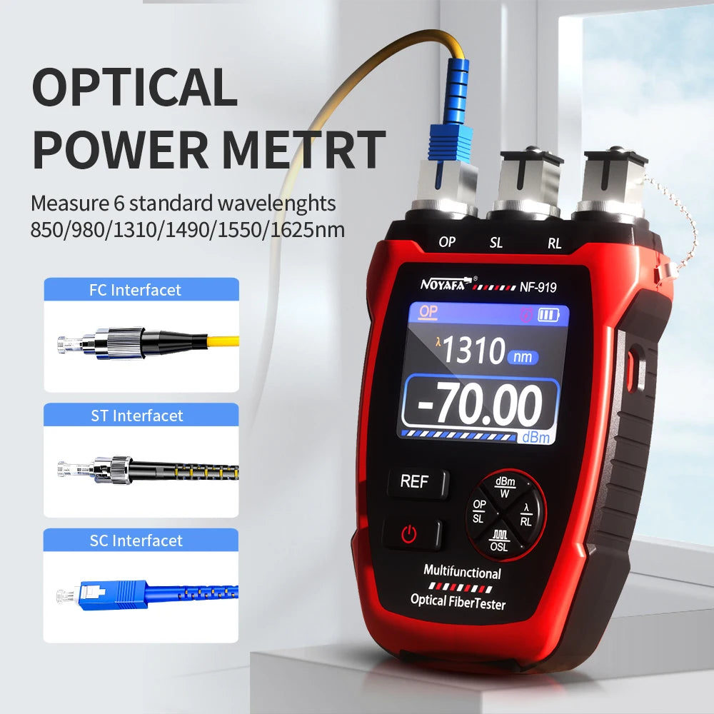 NOYAFA NF-919 Mini Optical Power Meter Visual Fault Locator Network Cable Test OPM/REF -70~+9dbm SC/FC/ST Universal Port
