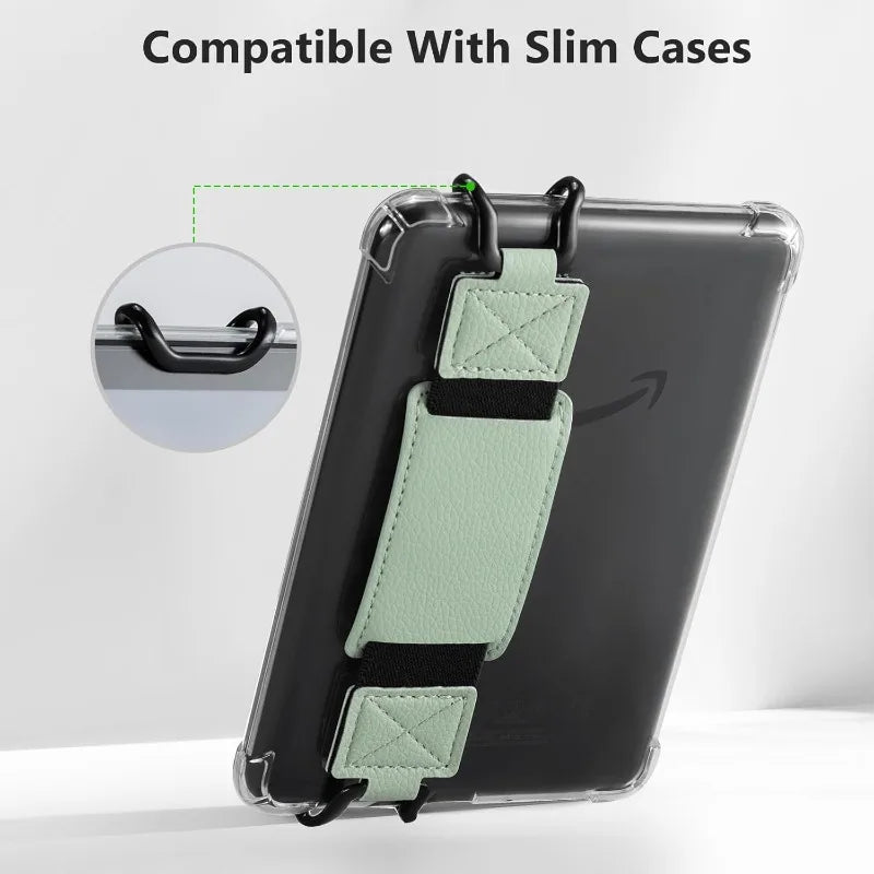PU Leather EReader Hand Strap Holder Anti-Drop Secure Grip Strap for E-Book Reader Tablet Protective Case Adjustable Palm Strap