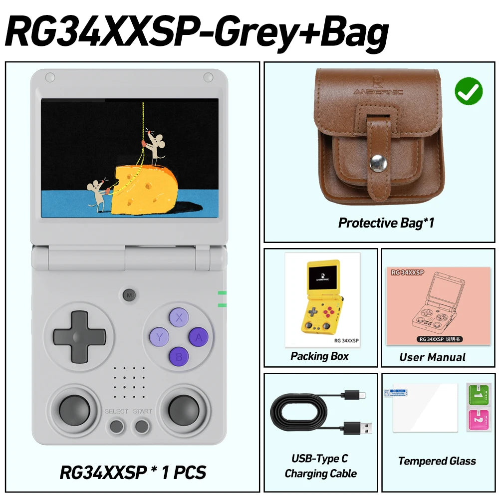 Anbernic RG34XXSP 3.4-Inch IPS Linux 64-bit Game Console H700 Quad-Core 1GB Retro Game Player HD-Connect To TV RG 34XXSP 3300mAH