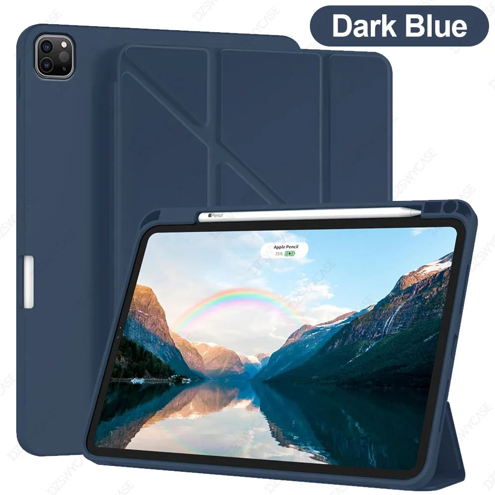 Y-Trifold Case for iPad Pro 11 Inch (2022/2021/2020, 4th/3rd/2nd Generation), with Pencil Holder, Auto Sleep/Wak Cover