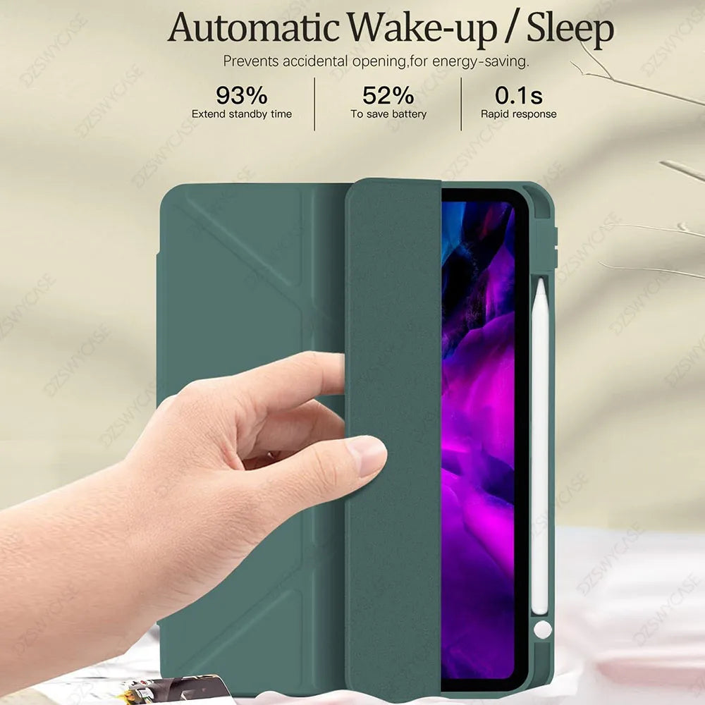 Y-Trifold Case for iPad Pro 11 Inch (2022/2021/2020, 4th/3rd/2nd Generation), with Pencil Holder, Auto Sleep/Wak Cover