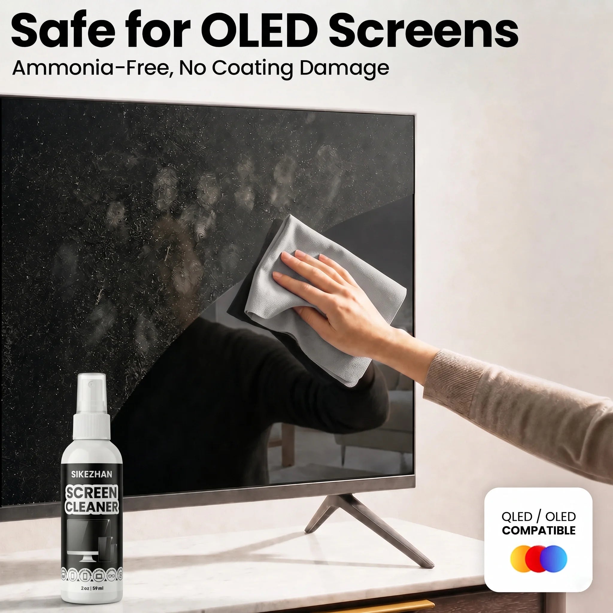 SIKEZHAN Screen Cleaner Spray 59ml with Cloth for Phone Laptop Monitor TV Glasses Tablet Dust Fingerprint Mist Cleaning Kit