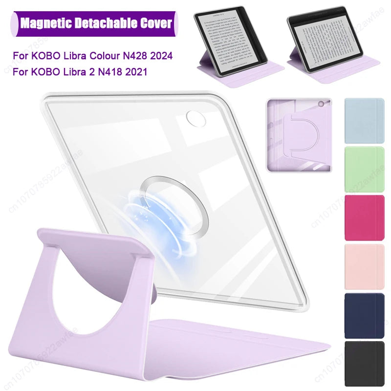 Magnetic Detachable Case For Kobo Libra Colour 2024 N428 7 inch Acrylic Back Cover For Kobo Libra 2 2021 N418 Funda Pouch Shell