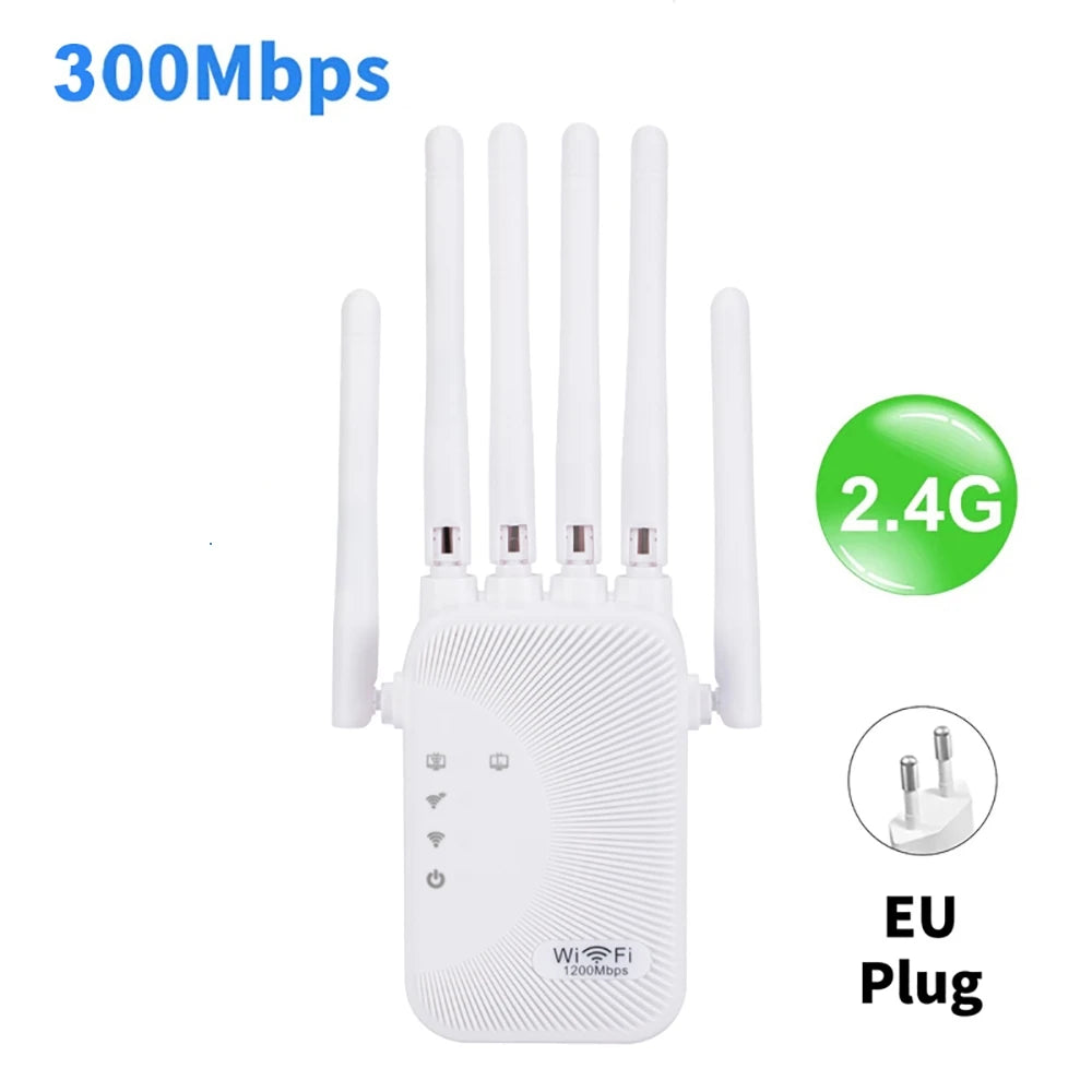 Upgraded Wifi Extender 6 Antennas Dual Band 1200Mbps Through Wall Easy Setup For Home Office Bedroom Wireless Signal Booster Use