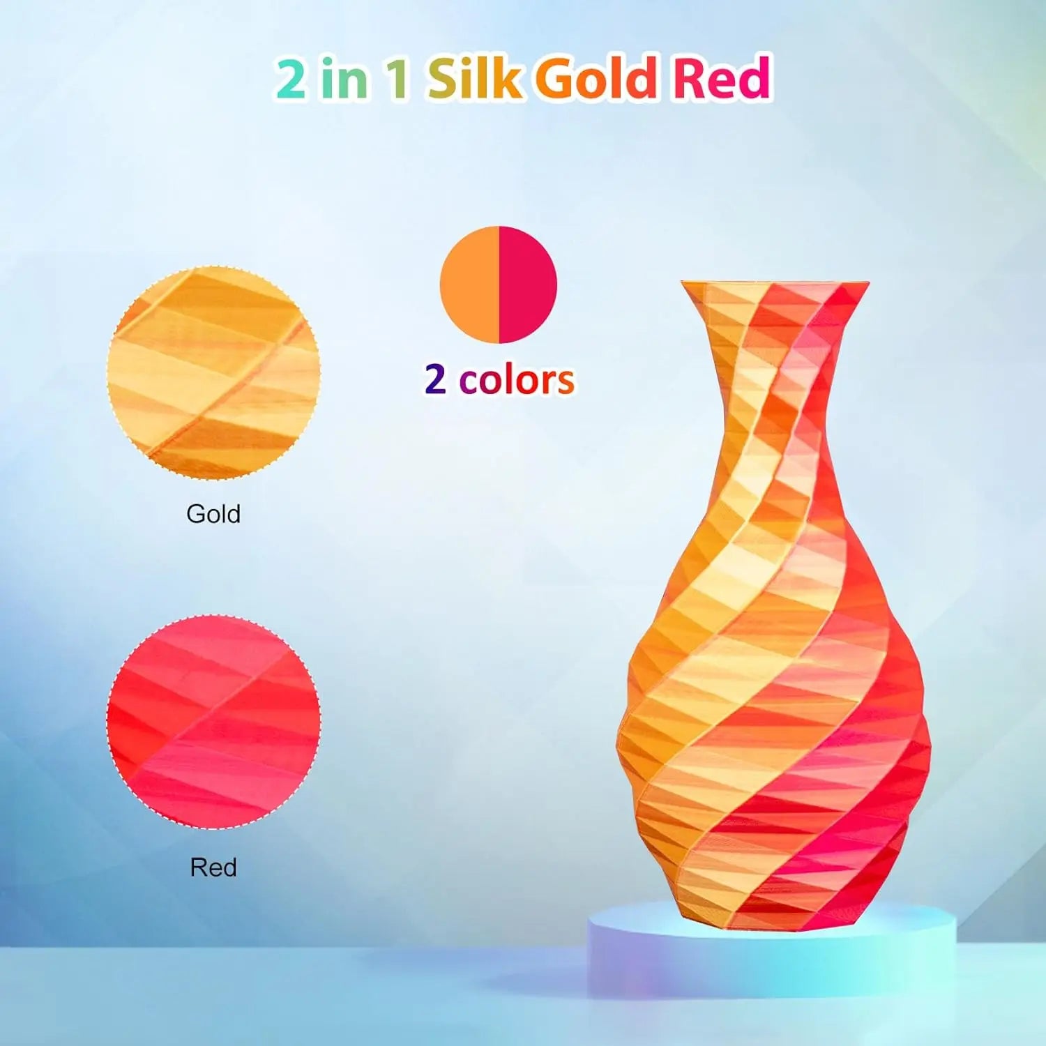 Multicolor 3D Printer Filament,Dual/Tri/Twist/Magic Color 1.75mm PLA Shiny Printing Filament,250g(0.55lbs) Fit FDM 3D Printer