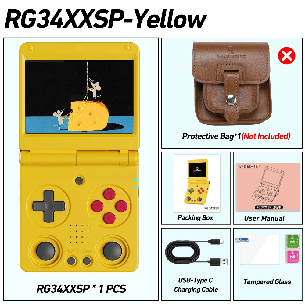 Anbernic RG34XXSP 3.4-Inch IPS Linux 64-bit Game Console H700 Quad-Core 1GB Retro Game Player HD-Connect To TV RG 34XXSP 3300mAH