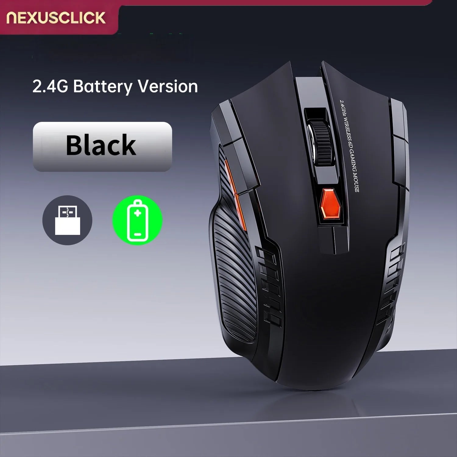 NEXUSCLICK Wireless Optoelectronic Mouse,1600DPI 6 Silent clicks New Game&Craft Gift Mice in Stock USB Receiver for Office Gamer