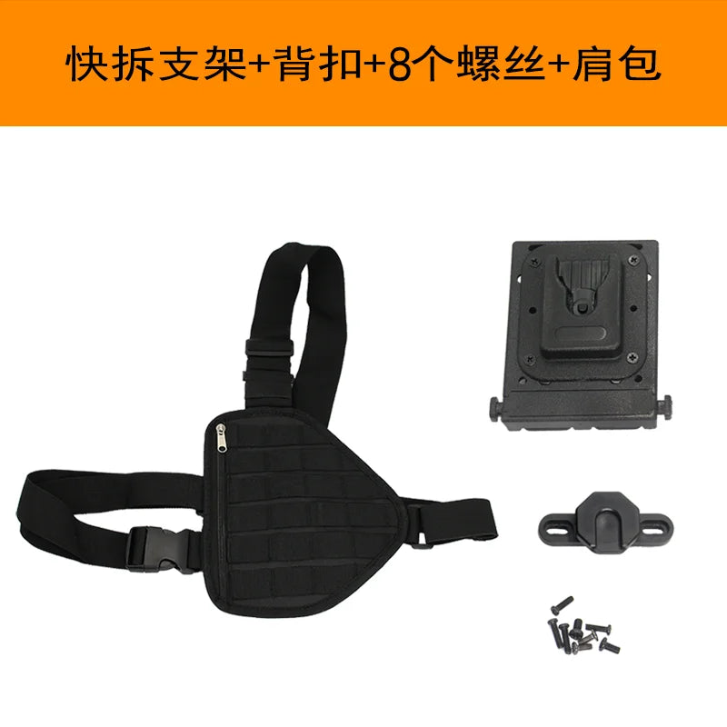 Tactical belt bracket for walkie-talkies, Handset modified with back clip, quick-release MOLLE dual-slot clip-style waist Clamp