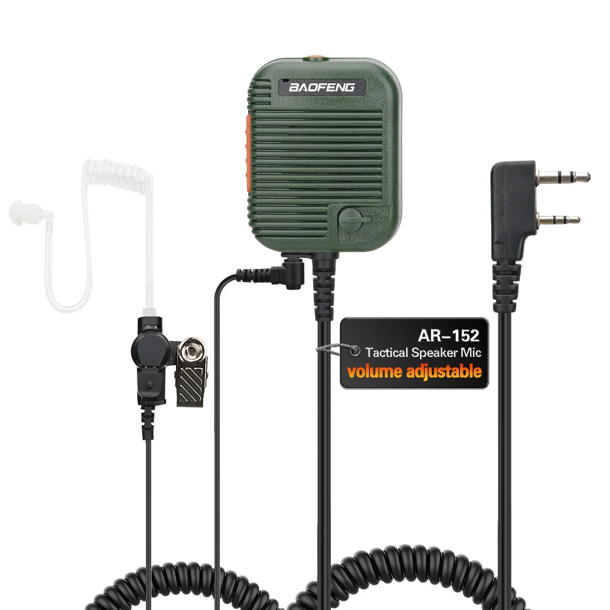 Baofeng AR-152 Tactical Remote Speaker Mic K Plug 2 Pin Volume Adjustable For AR-152 UV-5R UV-25 PRO Walkie Talkie Two Way Radio