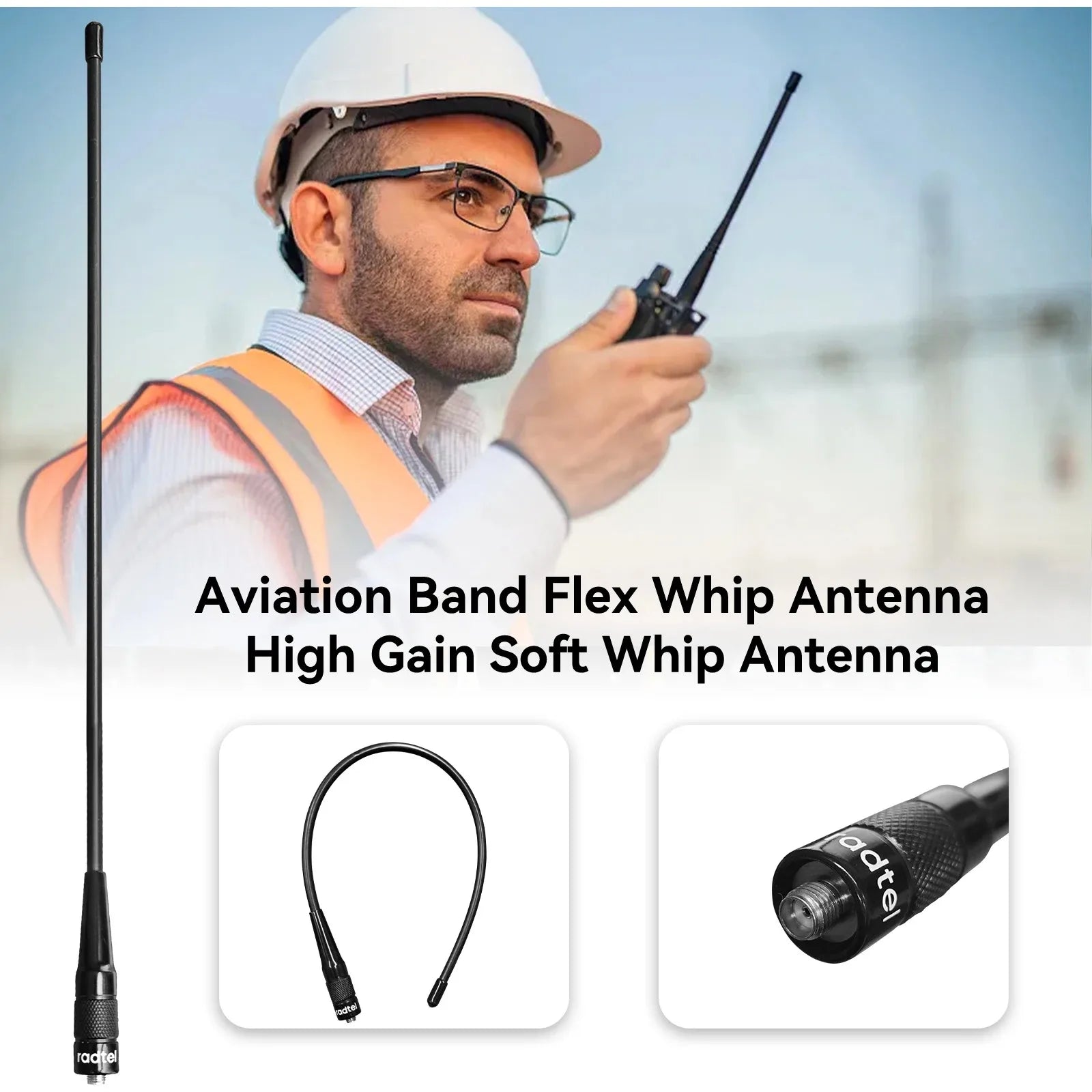 Air Aviation Band Flex Whip Antenna 108-136Mhz for Radtel Rt-4D Rt-470X Rt-900 Rt-860 Rt-890 Rt-470 Rt-920 RT-470L and More
