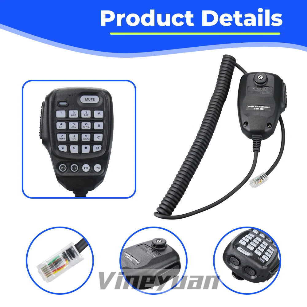 SSM-85D Handheld Speaker Microphone Car Mic with DTMF Keypad and Reinforced Cable for YAESU FTM-300DR FTM-200DE FTM-200DR FTM-50