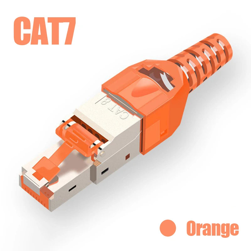 ZOERAX 1PCS RJ45 CAT8 Cat7 CAT6A Tool-Free Connector Toolless RJ45 Termination Plug Reusable Shielded for Ethernet Cables POE