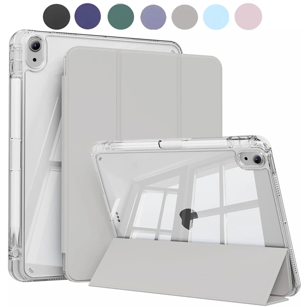 Case for iPad 5 6 7 8 9 10 11 Air 1 2 3 4 5 6 7 Mini 6 7 PC Matte Clear Transparent Acrylic Back Shell Auto Wake/Sleep