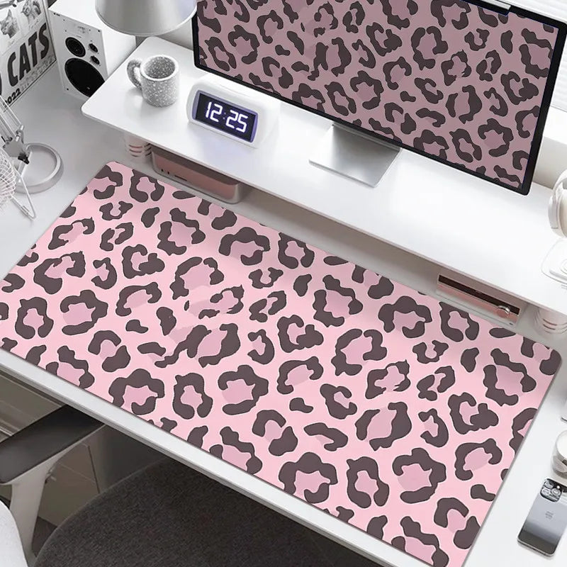 Pink Leopard Print Mouse Pad HD Printing Large Seaming Waterproof Mouse Pad Anti-slip Gaming Mouse Pad