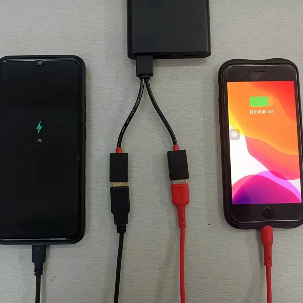 1 In 2 Out USB HUB Car Usb Splitter cable Multifunction Adapter Cord Charging Cable for iphone Xiaomi Huawei  smart phone
