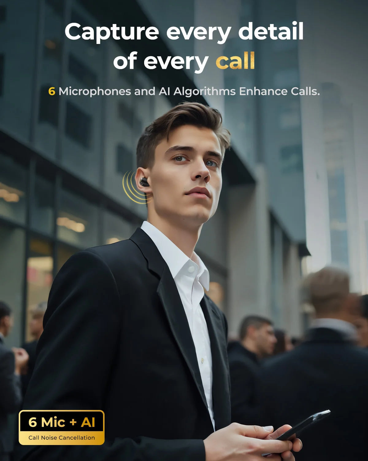 wegear Wireless Earbuds Bluetooth 5.4 in Ear Hybrid Active Noise Cancelling Earbuds with 6 Built-in Microphones 32H Playtime