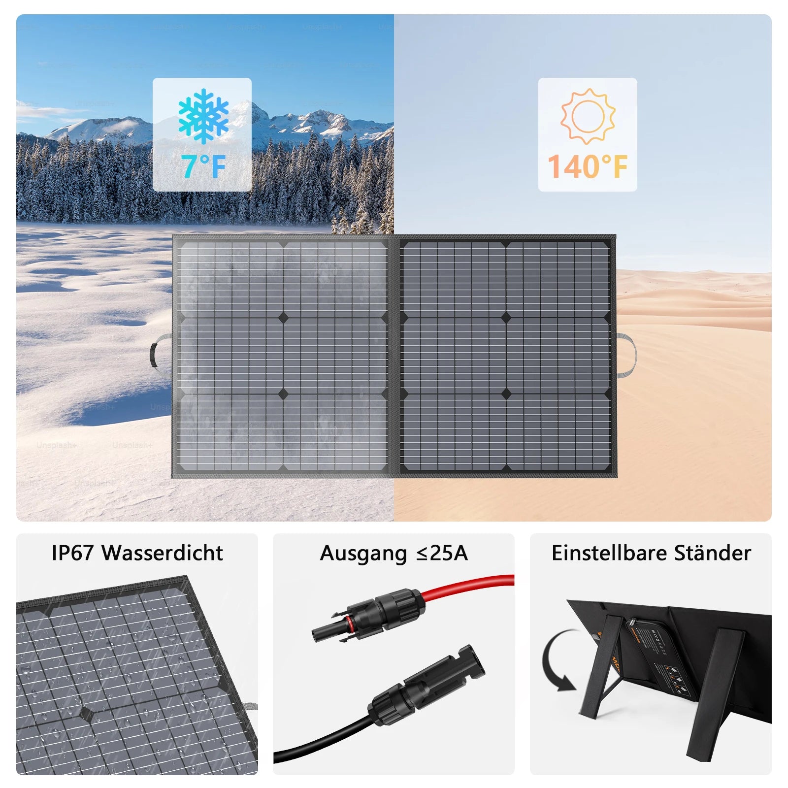 MHPOWOS 110W Foldable Solar Panel 20V Portable Solar Charger Waterproof for Solar Generator Power Station Van Outdoor Camping RV