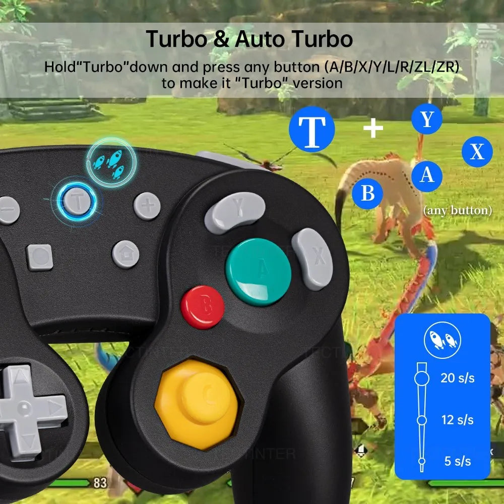 Bluetooth-Compatible Gamecube Controller For NS Switch 2/Switch Console Gamepad For Steam/Andriod/PC Joystick with Turbo Functio