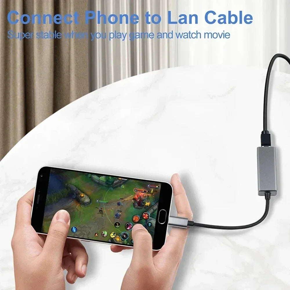 1000Mbps USB Type C Ethernet Adapter RJ45 Network Card for MacBook PC Windows XP 7 Android High-Speed Internet Cable LAN