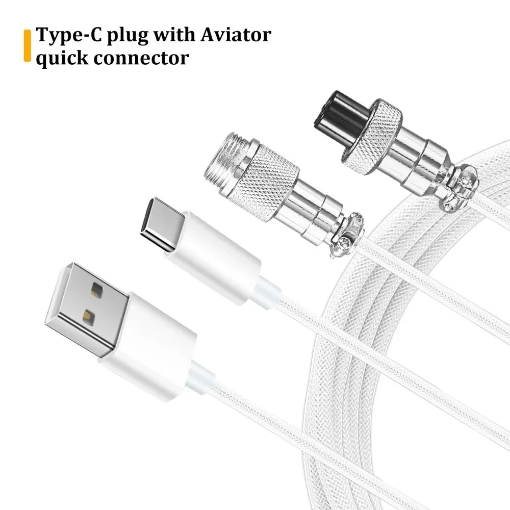 USB Type C Mechanical Keyboard Coiled Cable Hardware Linker Computer Aviation Mechanical Cable Spiral Gaming USB Keyboard Cable