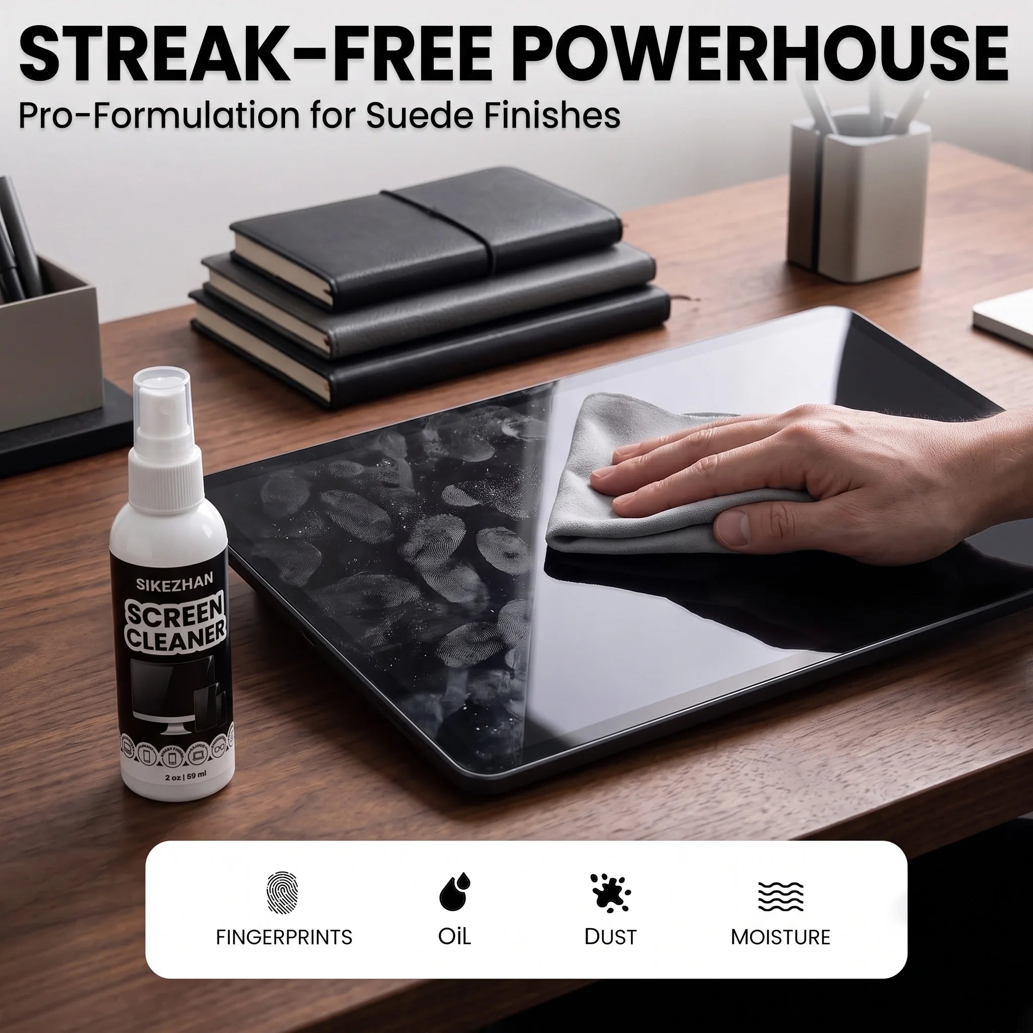 SIKEZHAN Screen Cleaner Spray 59ml with Cloth for Phone Laptop Monitor TV Glasses Tablet Dust Fingerprint Mist Cleaning Kit