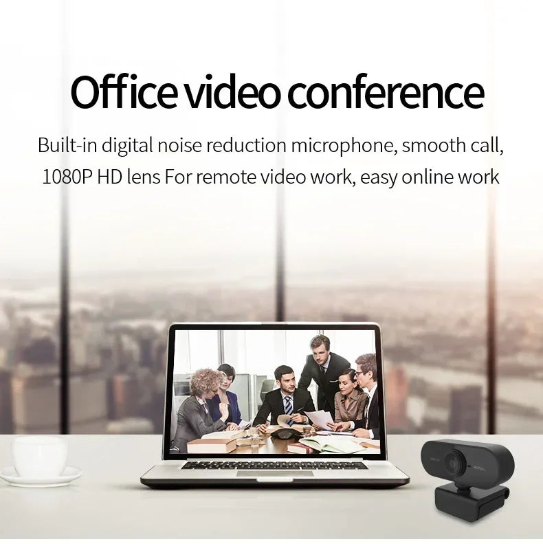 USB Webcam with Microphone for Laptop Desktop, 360° Rotatable Plug-and-Play Camera for Video Calls & Conferences