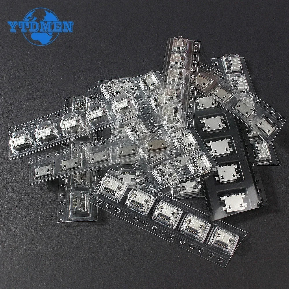 60PCS 5 Pin Socket Connector Micro USB Socket Connectors Assortment Set 12 Models SMD DIP