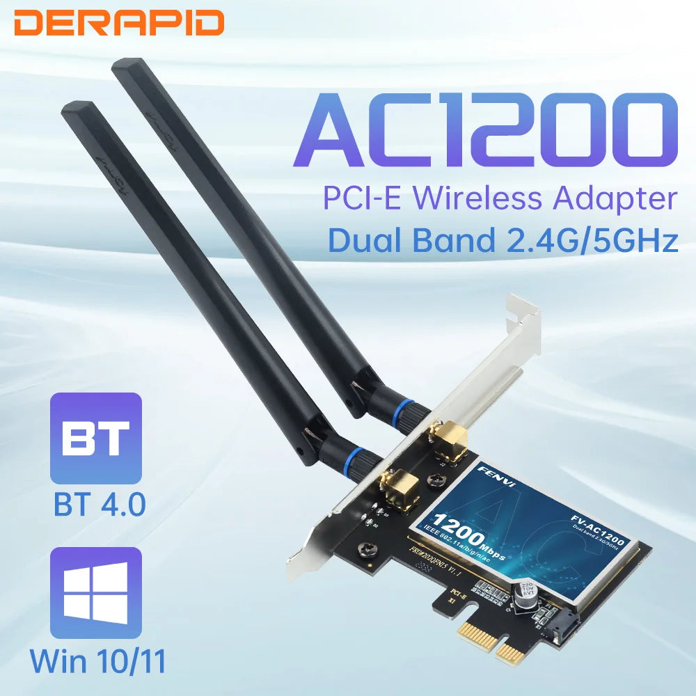 WiFi6 AX200 PCIE WiFi Card Bluetooth5.2 AC1200 WiFi 5 Dual Band 2.4G/5Ghz 802.11AX Wireless Adapter For Pc Desktop Windows 10/11