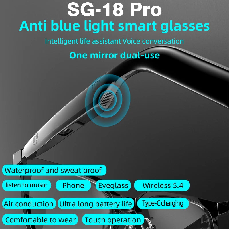 2-in-1 Smart Glasses With Magnetic Lenses Versatile, Clear Vision Enhanced Comfort TWS SG18pro