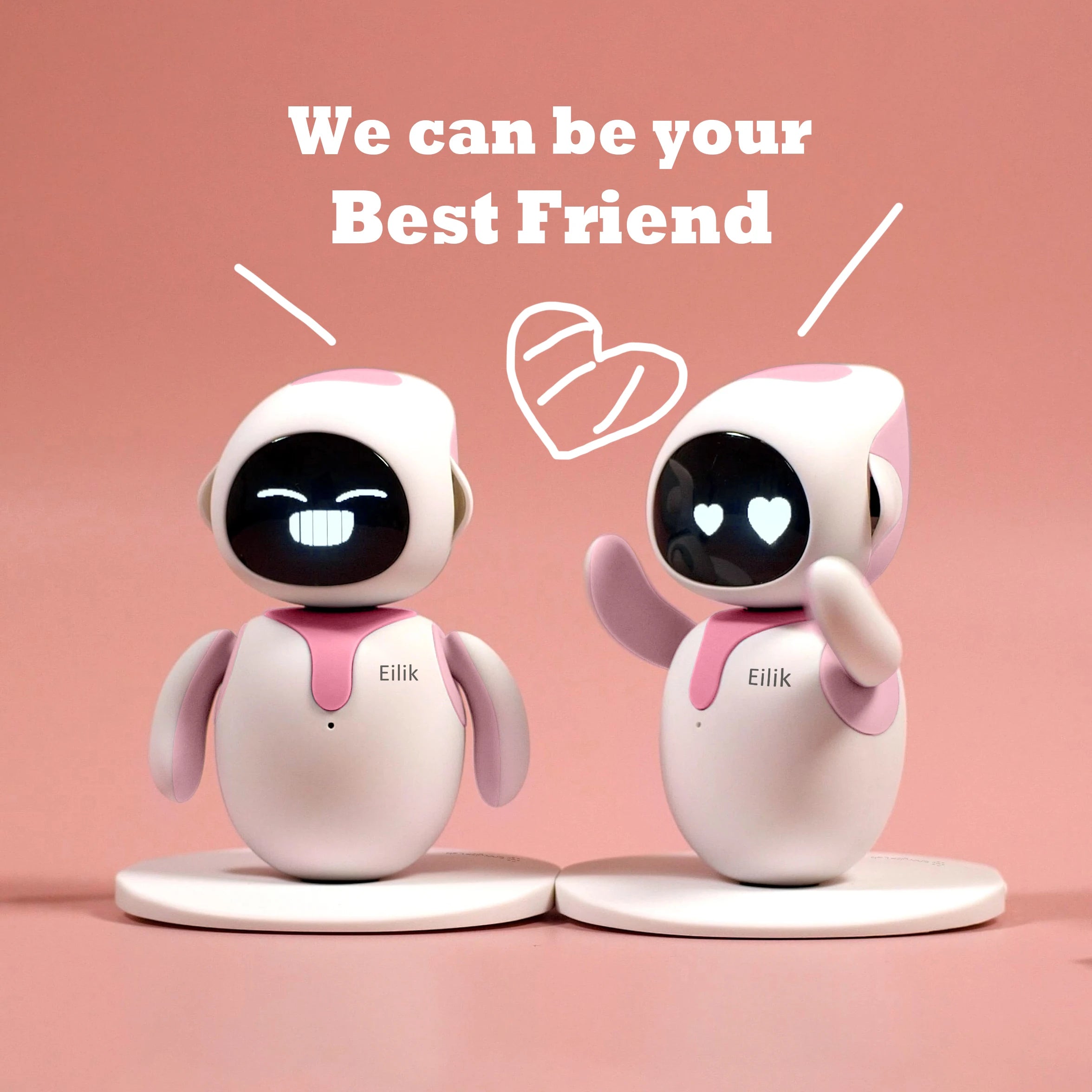 Eilik Pink - Touch Interactive Toys, Cute Robot Pets with Abundant Emotions. Idle Animations&Mini-Games, Unique Gift for Girls & Boys. Support Update