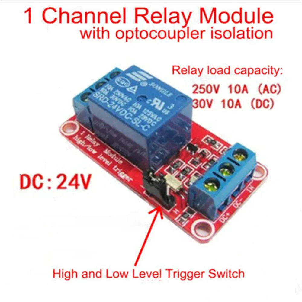 1-5Pcs DC 5V 9V 12V 24V 1 Channel Relay Module With Optocoupler Shield Board High Low Level Trigger Power Supply Module Arduino