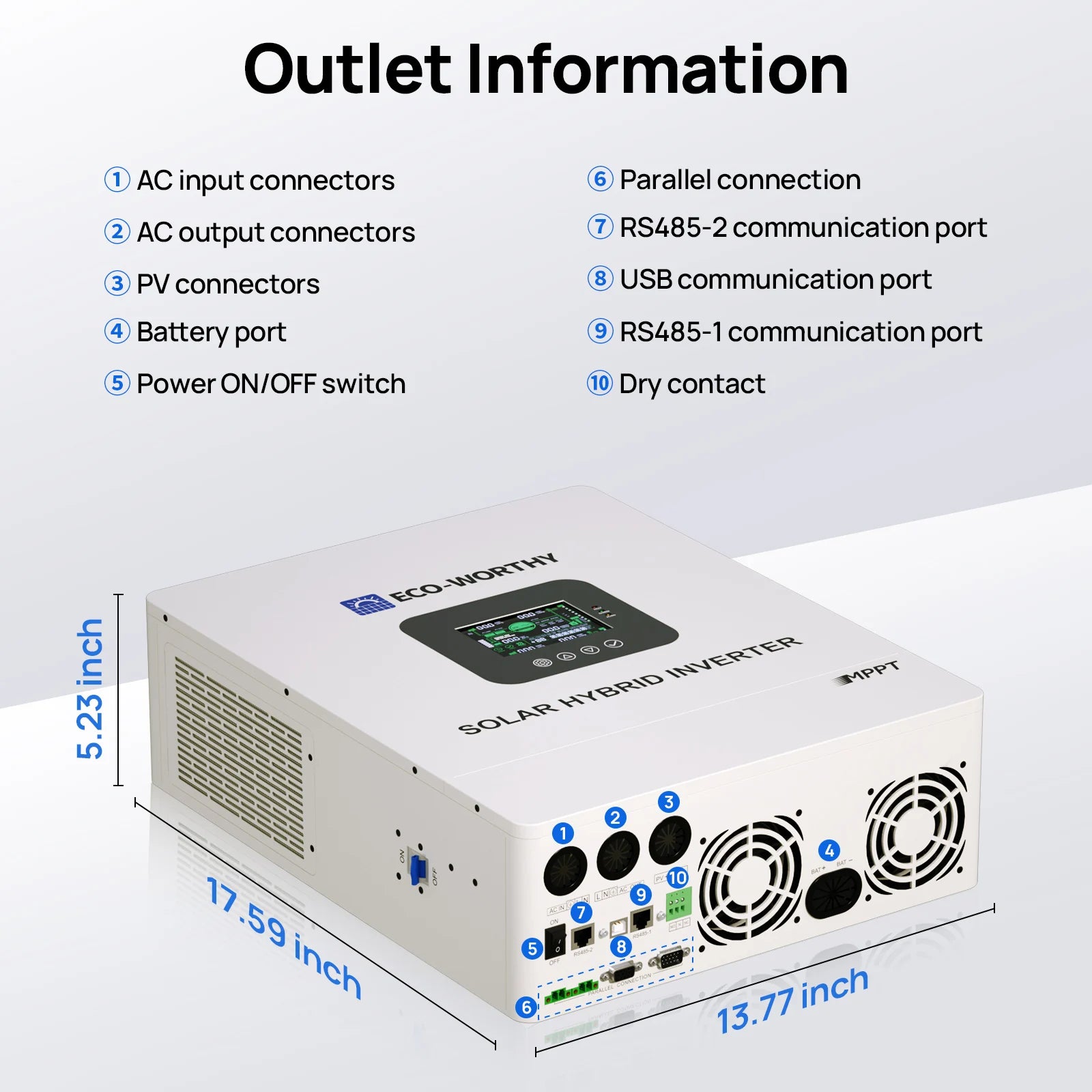 ECO-WORTHY Home Backup Power 48V 100Ah LiFePO4 Lithium Battery Bluetooth | UL1973 & UL9540A & CEC +5kW 48V Off-grid Inverter